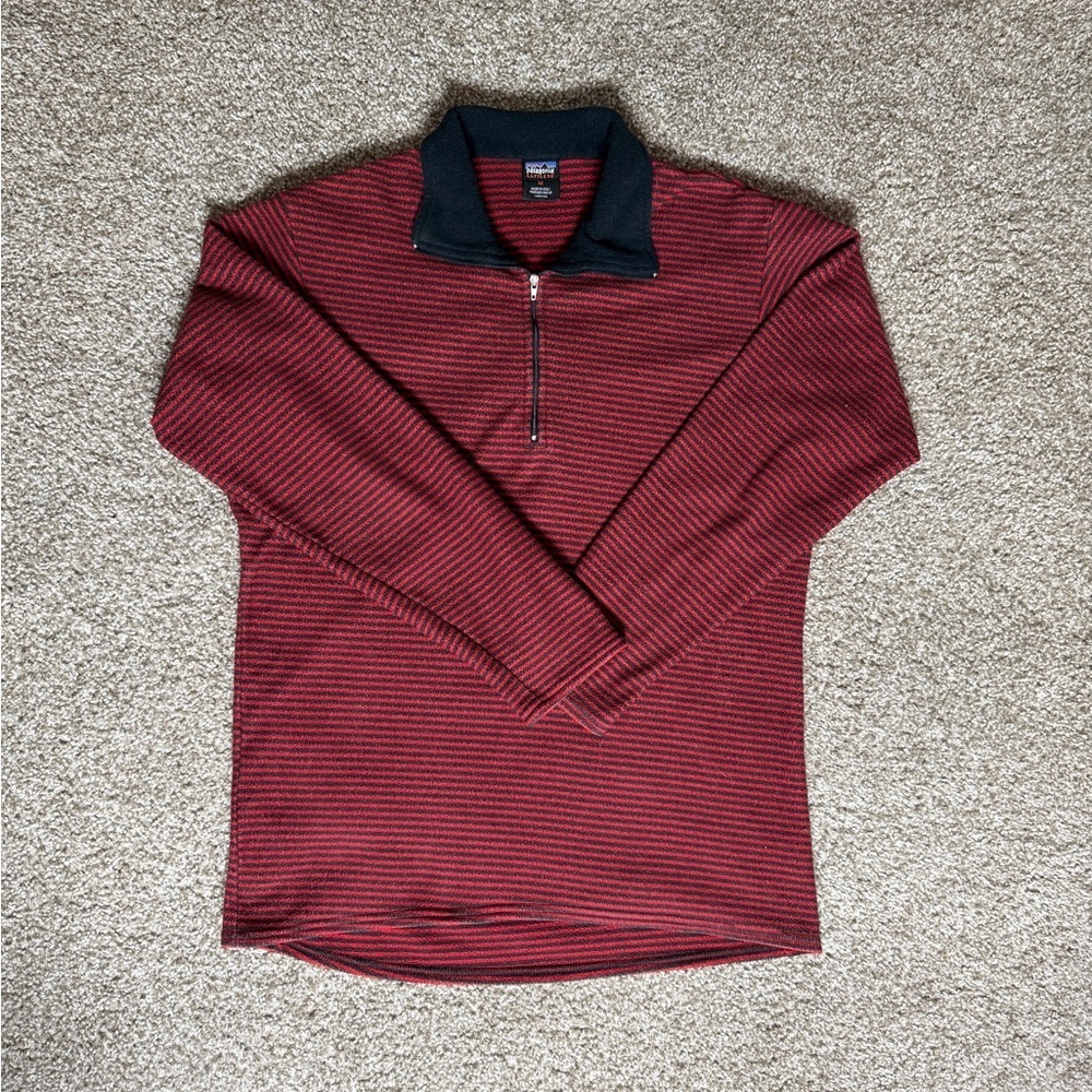 Vintage Patagonia Striped Capilene Midweight Fleece Quarter Zip Top Sz M USA